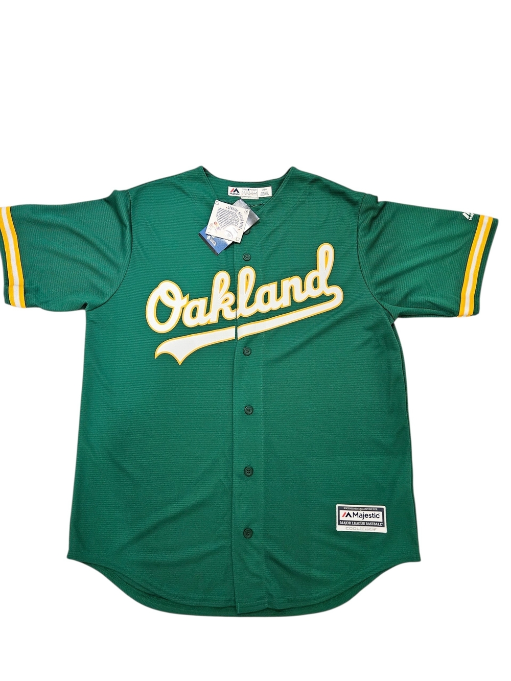 Majestic Green Oakland Cool Base Baseball Jersey Mens Sz. L NWT